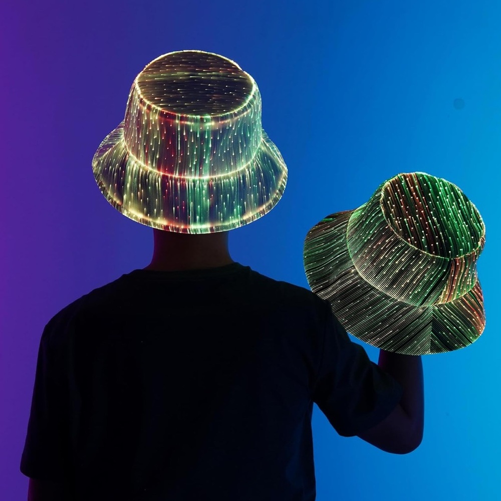 NWT LED Rave Bucket Hat – Light Up 7 Colors USB Rechargeable Festival Cap - Picture 5 of 6